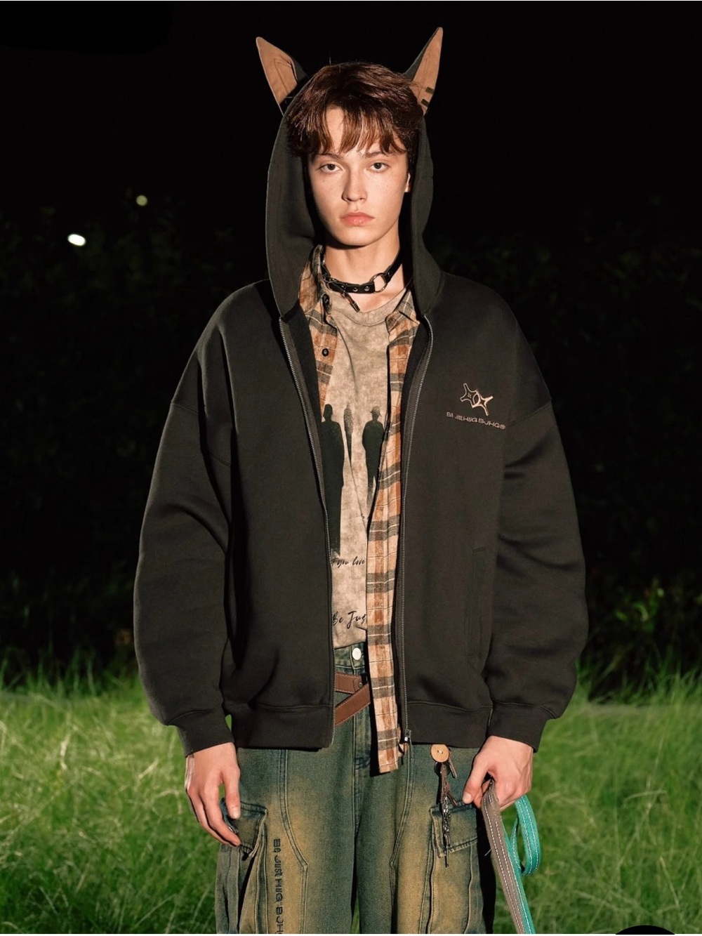 BJHG Men's Doberman Collie Hooded Pullover Sweatshir size L
